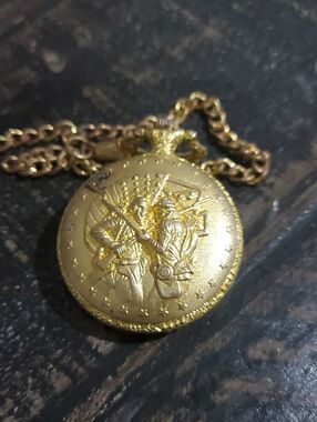 Vintage Gold-Tone Engraved Pocket Watch America Civil War 150th Sesquicentennial